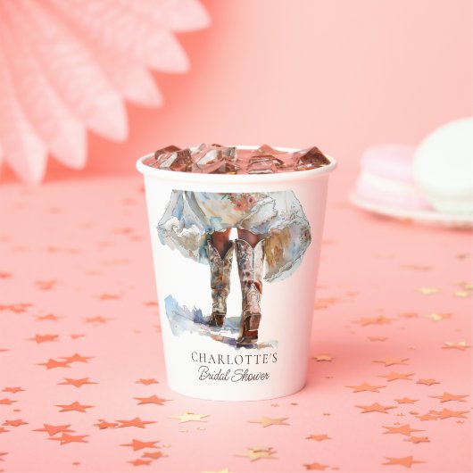 Rustieke Western Cowgirl Laarzen Bruidsfeest Papieren Bekers (Insitu)