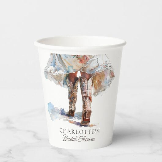 Rustieke Western Cowgirl Laarzen Bruidsfeest  Papieren Bekers (Voorkant)