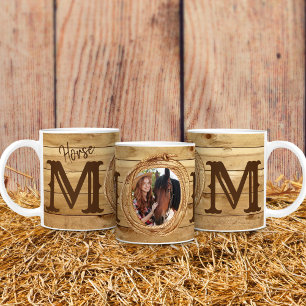 Rustieke Western Cowgirl Paard Moeder Foto Koffiemok
