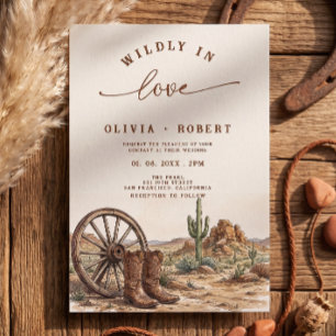 Rustieke Western Desert Cowboylaarzen Bruiloft Kaart