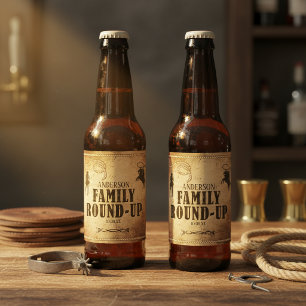 Rustieke Western Familie Rondrit Lasso Touw ID1318 Bier Etiket