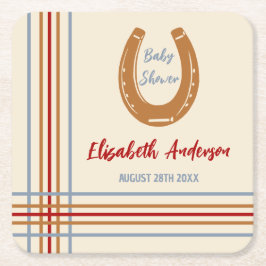 Rustieke Western Hoefijzer Baby Shower Kartonnen Onderzetters