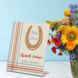 Rustieke Western Hoefijzer Baby Shower Reclamebord Met Voetstuk