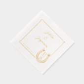 Rustieke Western Hoefijzer Naam & Initiaal Trouwda Folie Servetten (Rechts)