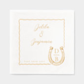 Rustieke Western Hoefijzer Naam & Initiaal Trouwda Folie Servetten (Voorkant)