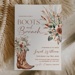 Rustieke Western Laarzen Brunch Bruidsfeest Kaart