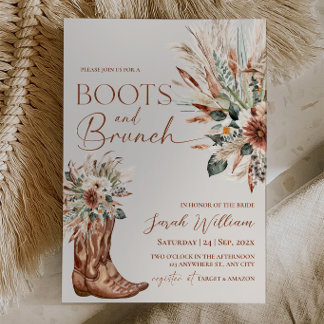 Rustieke Western Laarzen Brunch Bruidsfeest Kaart