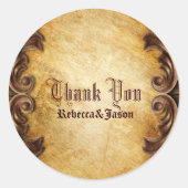 Rustieke  western land bruiloft dank u ronde sticker (Voorkant)