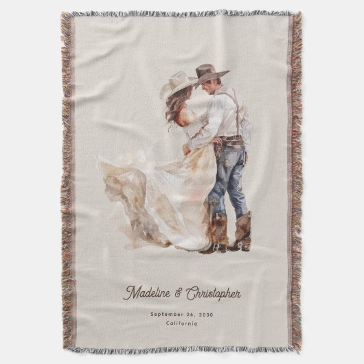 Rustieke Western Ranch Bruiloft Deken (Voorkant Verticaal)