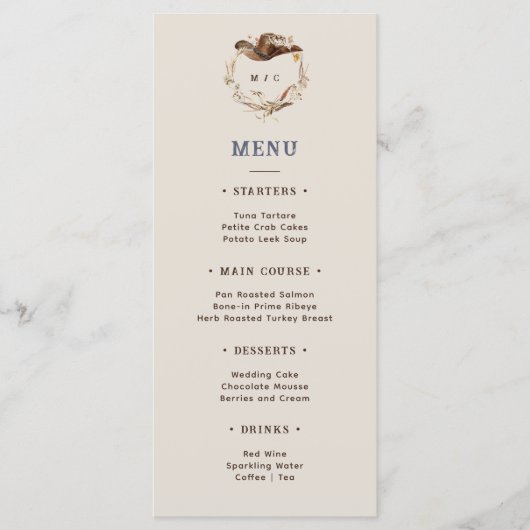Rustieke Western Ranch Bruiloft Menu (Voorkant)
