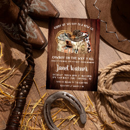 Rustieke Western Rodeo Cowboy Baby Shower Kaart