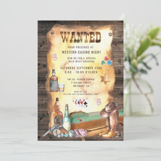 Rustieke Western Rodeo Cowboy Casino Kaart (Staand voorkant)