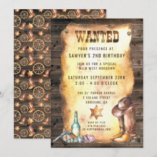 Rustieke Western Rodeo Cowboy Verjaardagsfeestje Kaart