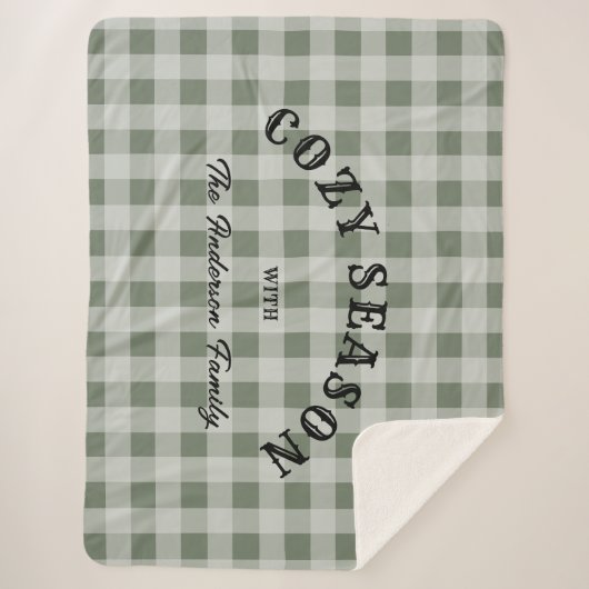 Rustieke Western Script Aangepast Groen Gingham Pa Sherpa Deken (Voorkant)