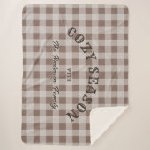 Rustieke Western Script Aangepaste Bruine Gingham Sherpa Deken (Voorkant)