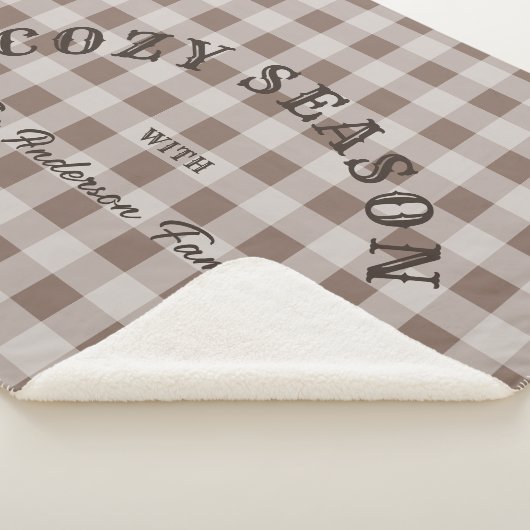 Rustieke Western Script Aangepaste Bruine Gingham Sherpa Deken (3/4)