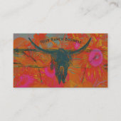 Rustieke Western Sinaasappel Roze Zonnebloemen Bul Visitekaartje (Voorkant)