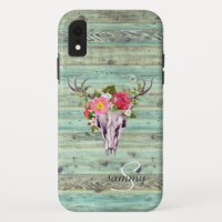 Rustieke Western Turquoise Houten Herten Schedel M