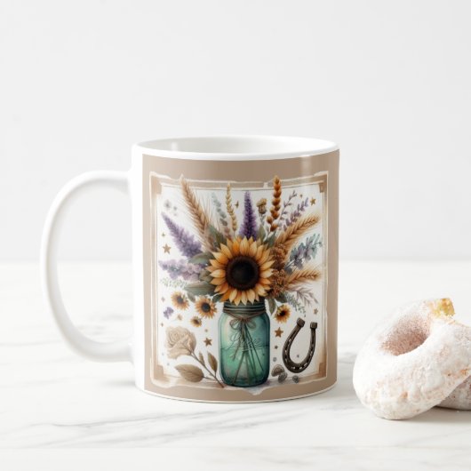 Rustieke Western Zonnebloem Mok Cadeau (Met donut)