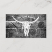 Rustieke Western Zwart Wit Zonnebloemen Bull Skull Visitekaartje (Voorkant)