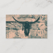 Rustieke Westerne Blauwgroen Tan Zonnebloemen Bull Visitekaartje (Voorkant)