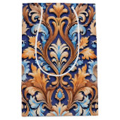 Rustieke Westerne Bloemen Damask Pattern Denim Lea Medium Cadeauzakje (Voorkant)