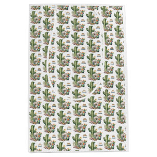 Rustieke Westerne Bloemenwoestijn Naam Happy Birth Medium Cadeauzakje