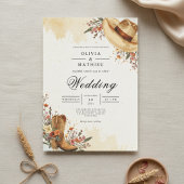 Rustieke Westerne Bloom Wedding Kaart