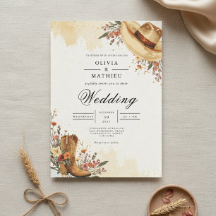 Rustieke Westerne Bloom Wedding Kaart