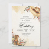 Rustieke Westerne Bloom Wedding Kaart (Voorkant)