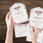 Rustieke Westerne Boho Floral Koe schedel All In One Uitnodiging