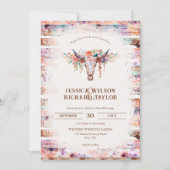 Rustieke Westerne Boho Floral Koe schedel Kaart (Voorkant)