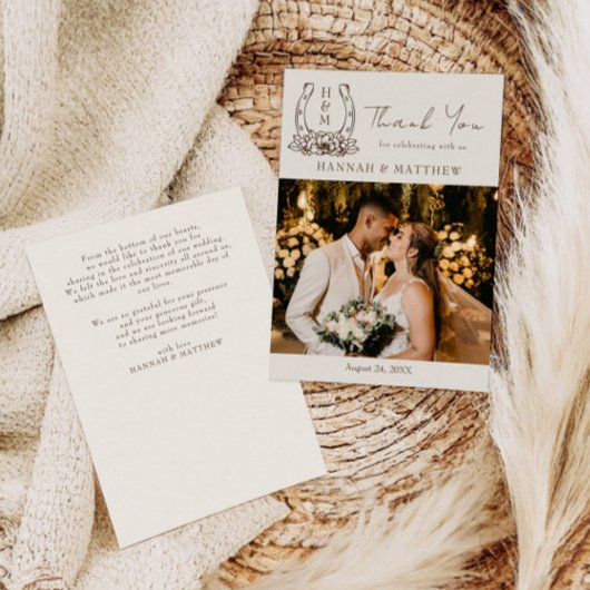 Rustieke Westerne Boho Hoefijzer bruiloft Bedankkaart