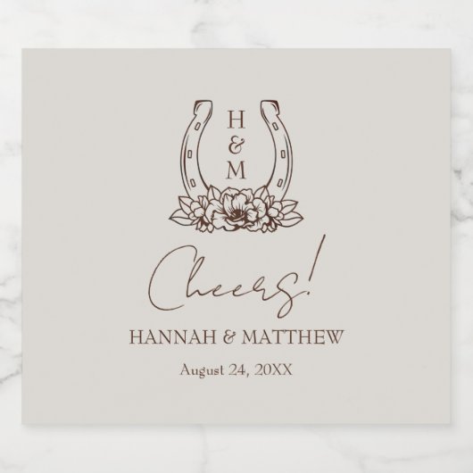 Rustieke Westerne Boho Hoefijzer bruiloft Bier Etiket (Enkel label)