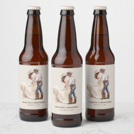Rustieke Westerne bruiloft Bier Etiket
