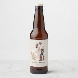 Rustieke Westerne bruiloft Bier Etiket