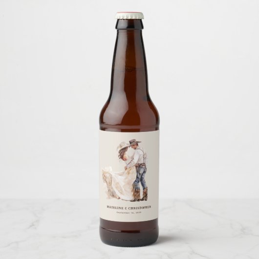 Rustieke Westerne bruiloft Bier Etiket (Voorkant)