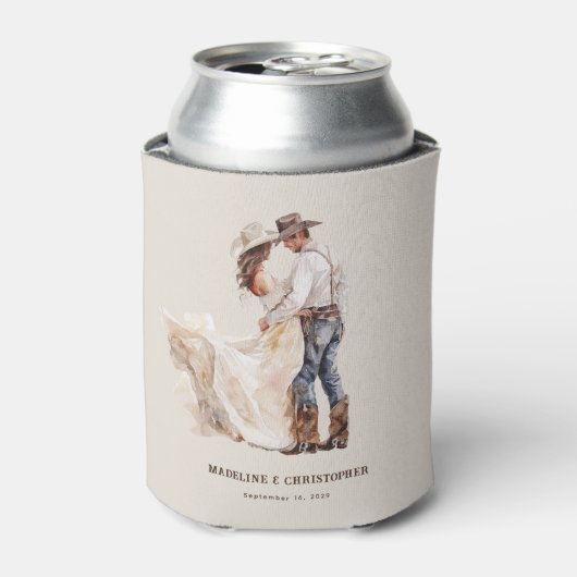 Rustieke Westerne bruiloft Blikjeskoeler (Blikje Voorkant)
