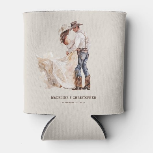Rustieke Westerne bruiloft Blikjeskoeler (Voorkant)