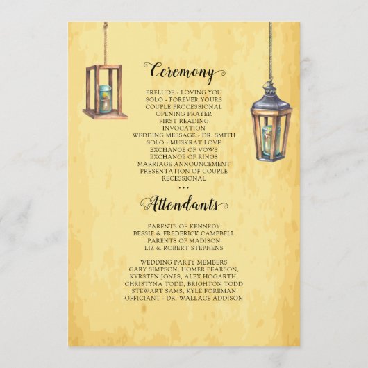 Rustieke Westerne bruiloft 🤠 Country Charm Weddin Programmakaart (Achterkant)