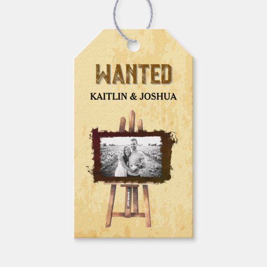 Rustieke Westerne bruiloft 💍Custom Photo Cadeaulabel (Voorkant)