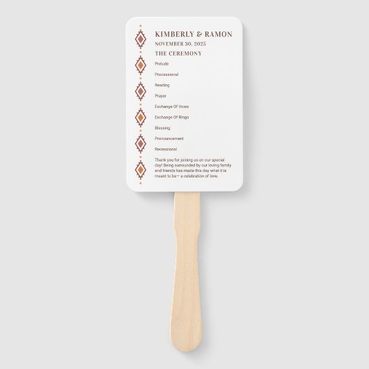 Rustieke Westerne bruiloft fan programma's Handwaaier (Voorkant)