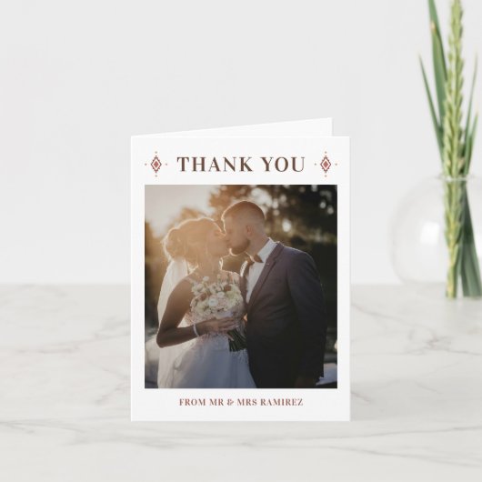 Rustieke Westerne bruiloft foto dank u kaart (Voorkant)