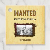 Rustieke Westerne bruiloft 🤠 GEZOCHT Foto Bedankjes Labels (Voorkant)