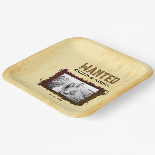 Rustieke Westerne bruiloft 🤠 GEZOCHT Foto Papieren Bordje (Gebogen)