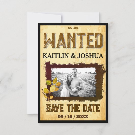 Rustieke Westerne bruiloft 🤠 GEZOCHT Foto Save The Date (Voorkant)