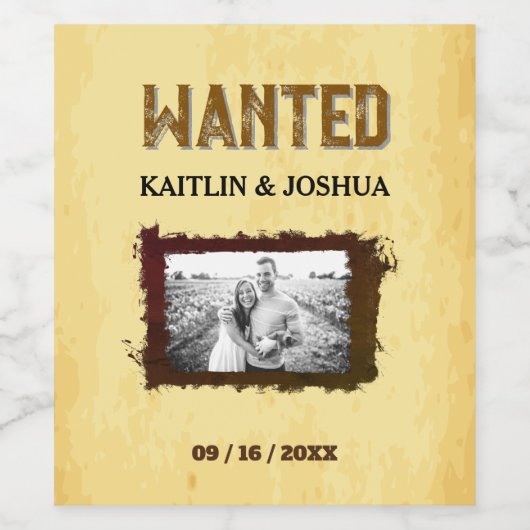 Rustieke Westerne bruiloft 🤠 GEZOCHT Foto Wijn Etiket (Enkel label)