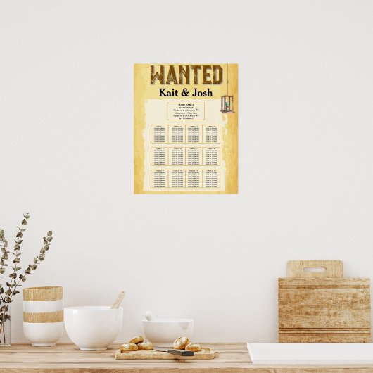 Rustieke Westerne bruiloft 🤠 GEZOCHT Zitplaatskaa Poster (Keuken)