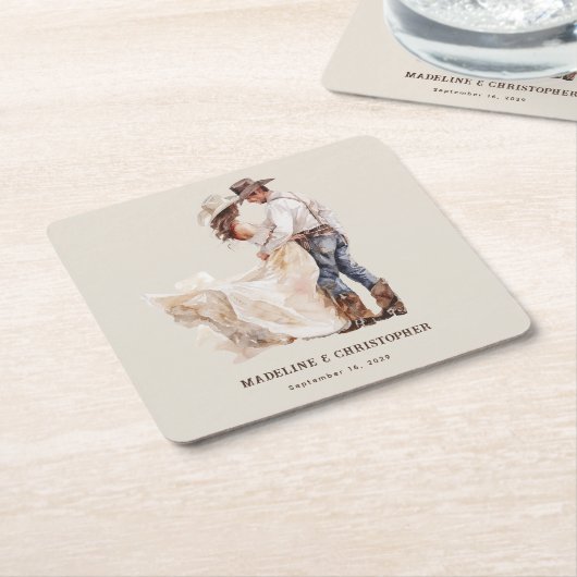 Rustieke Westerne bruiloft Kartonnen Onderzetters (Schuin)