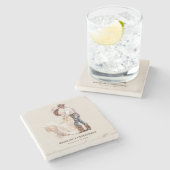 Rustieke Westerne bruiloft Stenen Onderzetter (Zijkant)